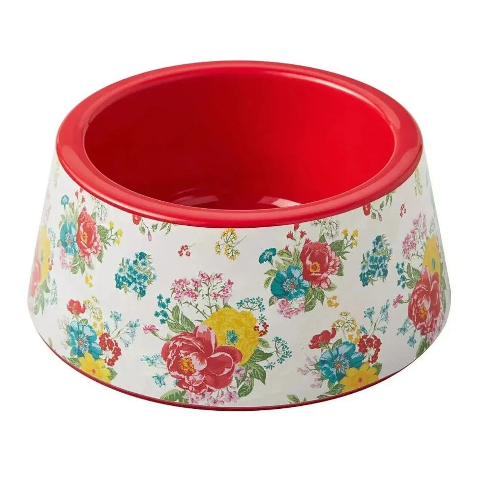 NWT Pioneer Woman Fancy Flowers Floral Pet Dog Cat Bowl Small Size 14 oz Melamin